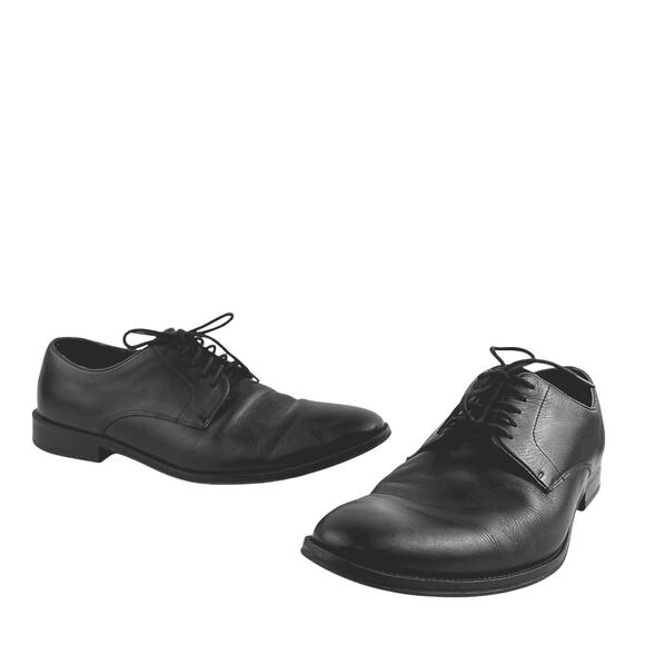 The Black Tux Men\'s Black Leather Low Top Almond Toe Lace Up Oxford Shoes 11 main image 5